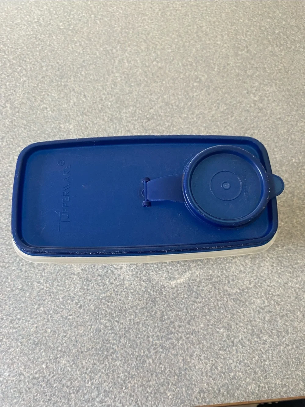 Tupperware White Translucent Container with Blue Lid